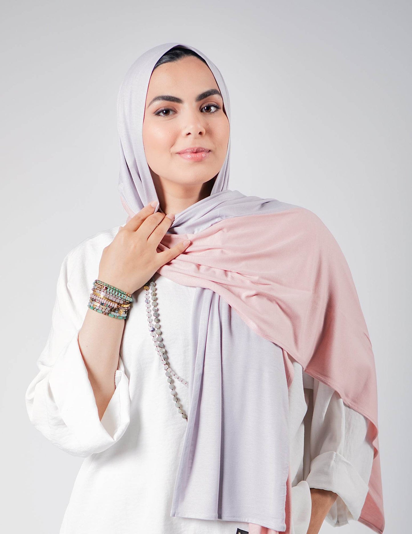 Light Grey / Powder Rose - By.D Scarves