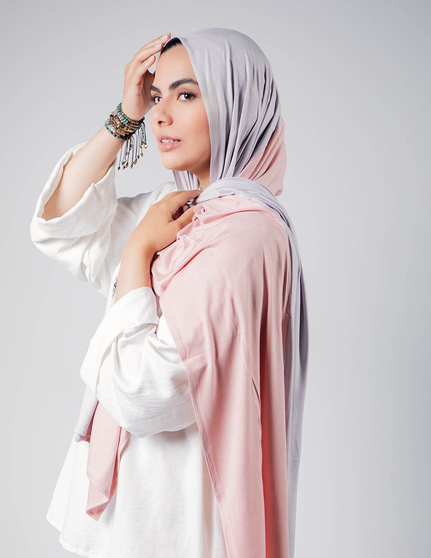 Light Grey / Powder Rose - By.D Scarves