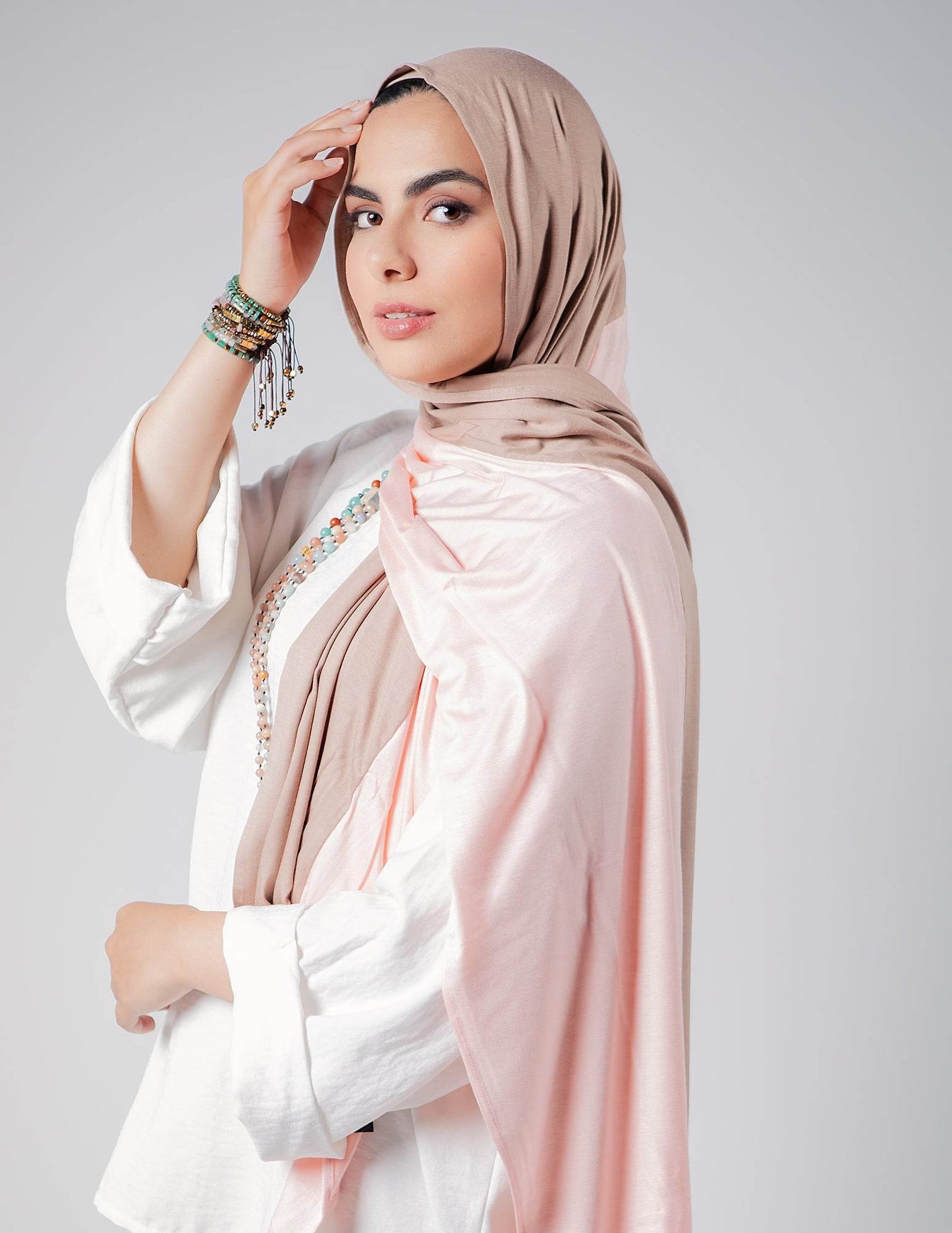 Nude Beige / Powder Rose - By.D Scarves