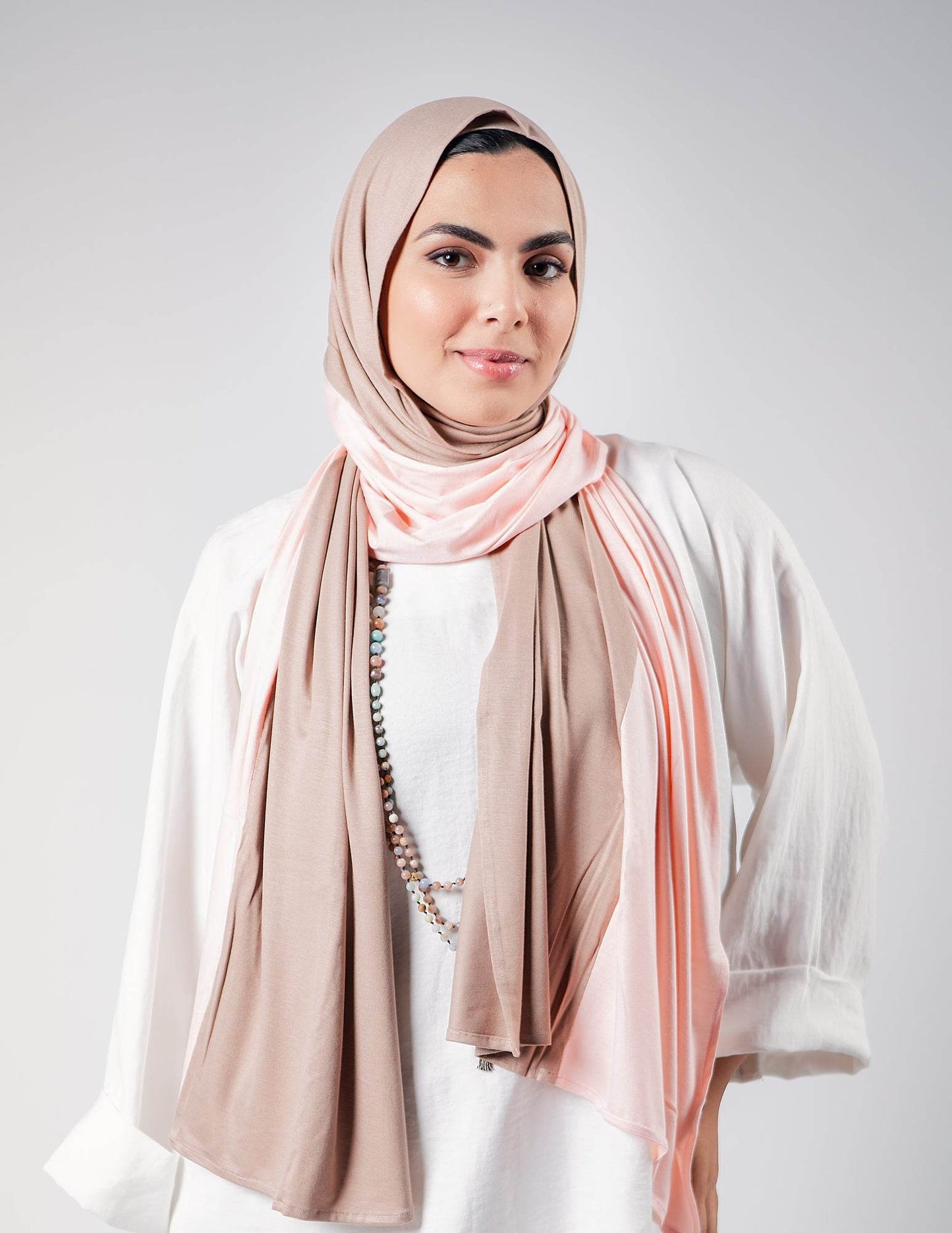 Nude Beige / Powder Rose - By.D Scarves