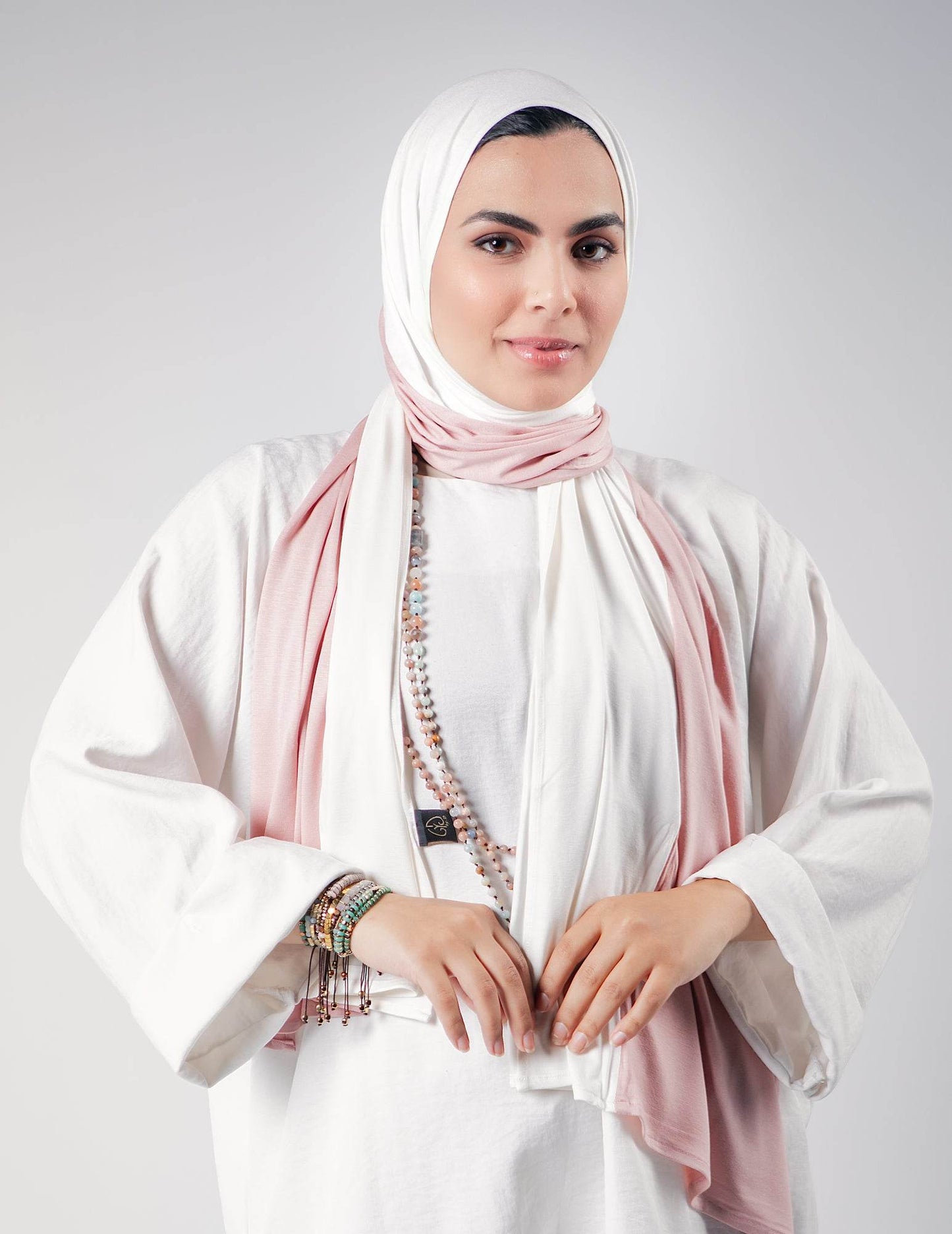 Pearl White / Powder Rose - By.D Scarves