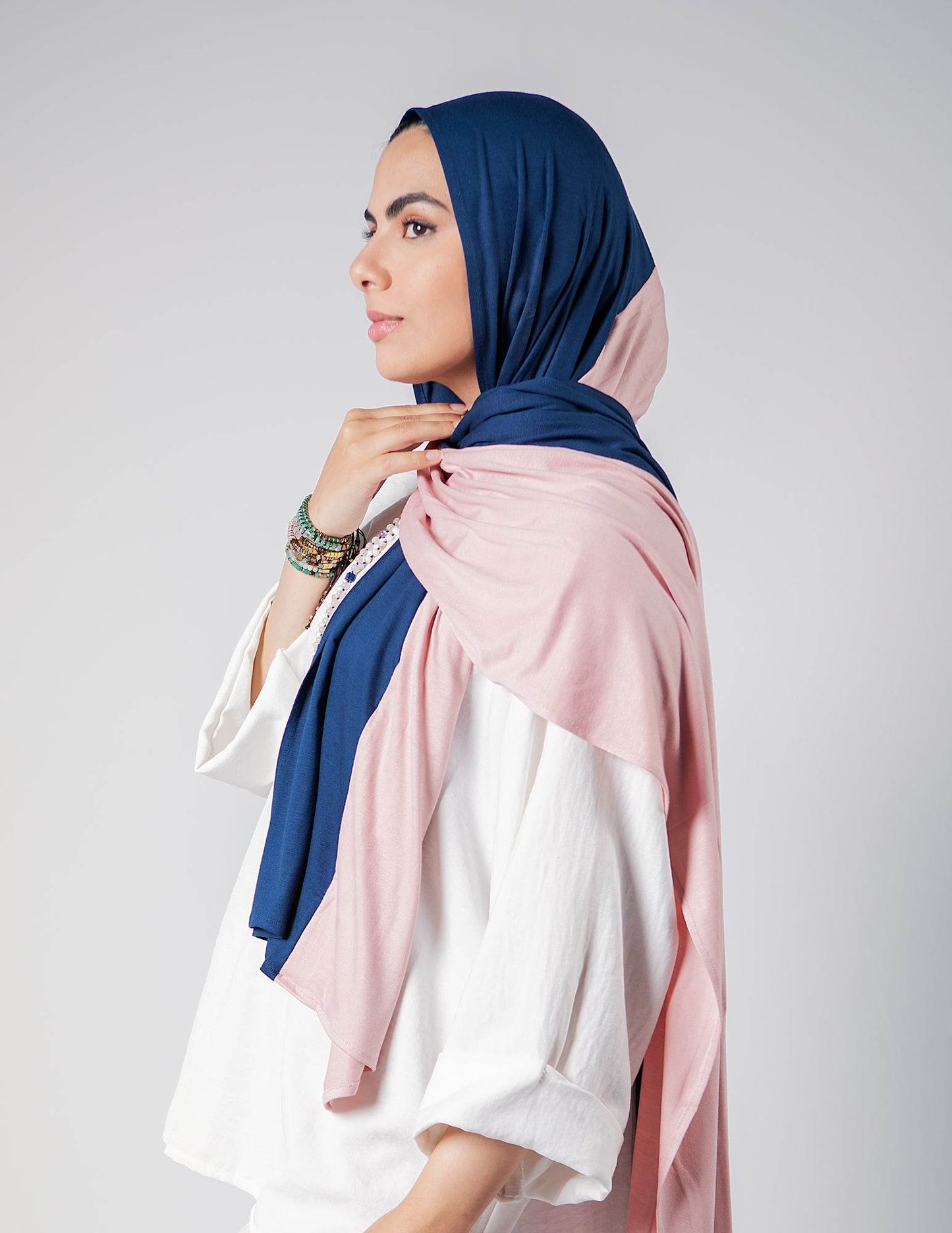 Navy / Powder Rose - By.D Scarves