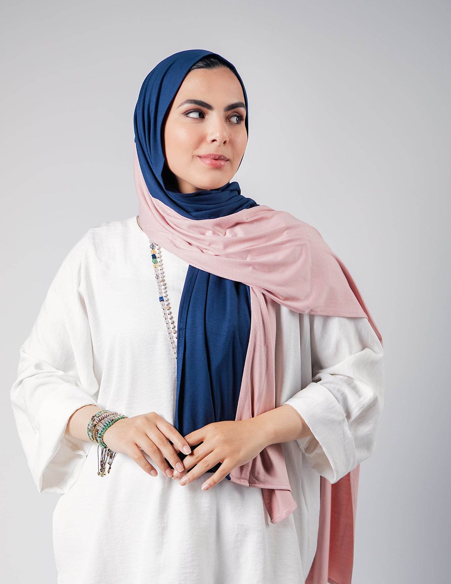 Navy / Powder Rose - By.D Scarves