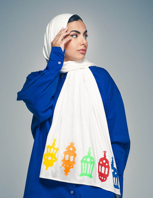 Colorful Lanterns White - By.D Scarves