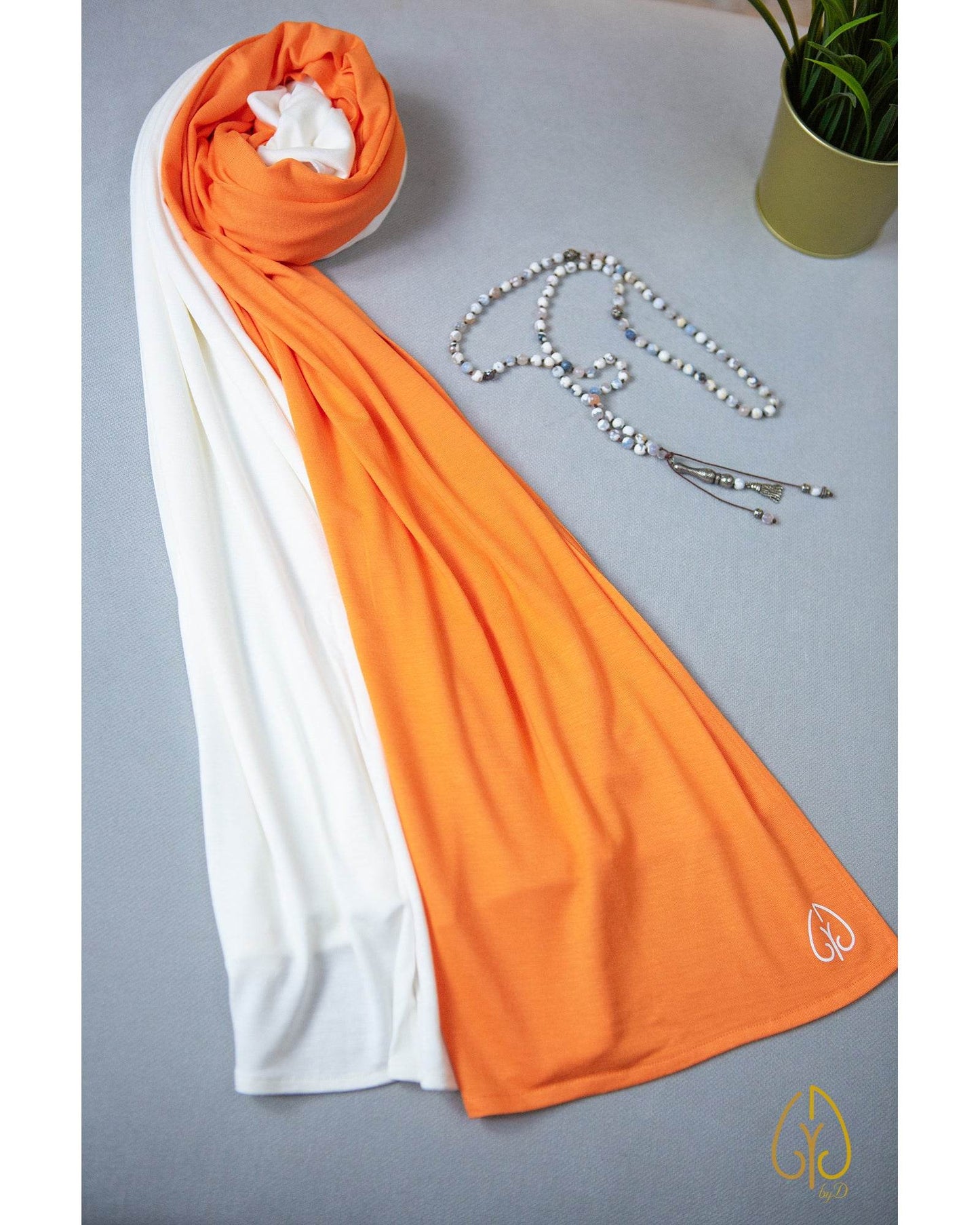 Tangerine / Pearl White - By.D Scarves