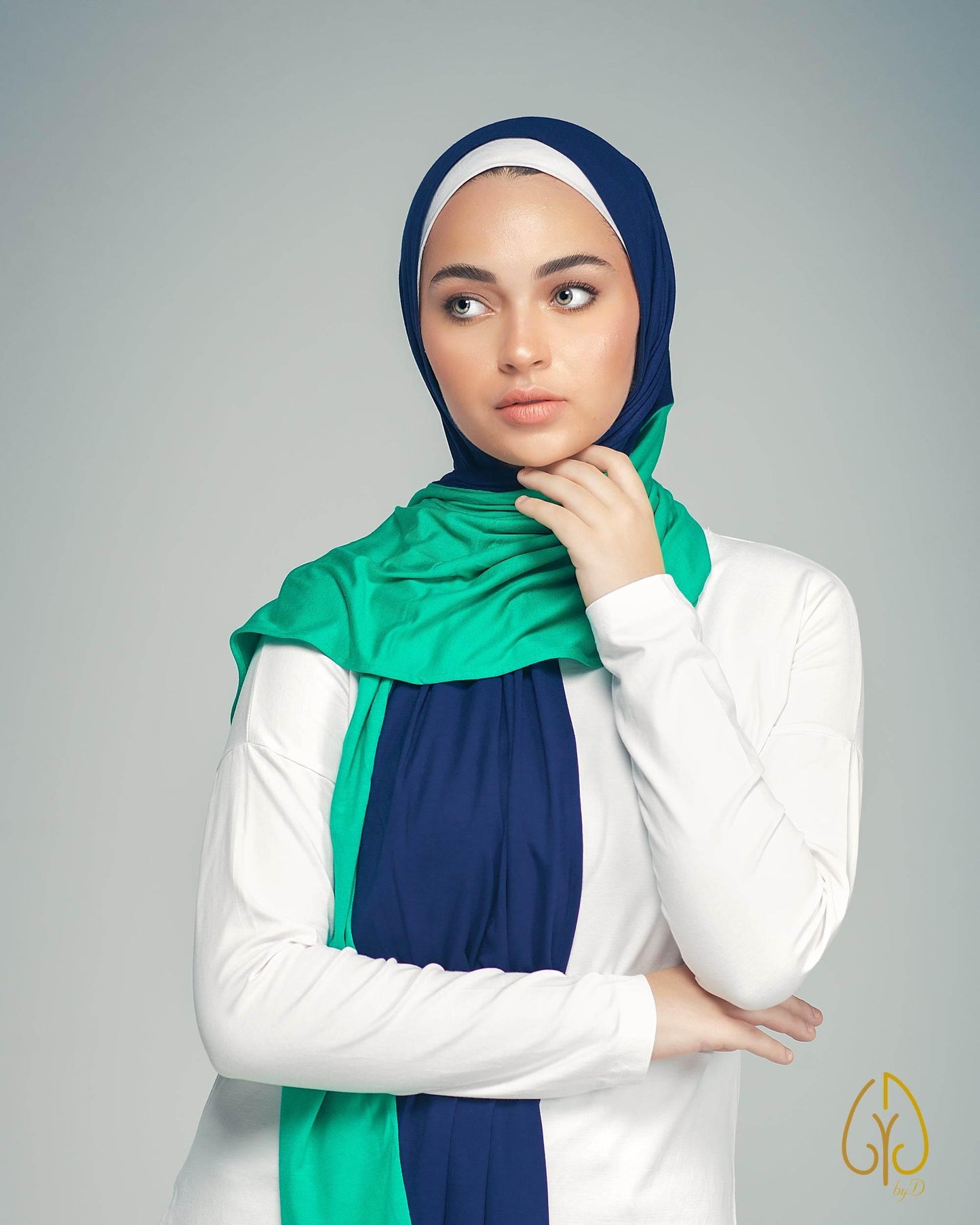 Navy / Green - By.D Scarves