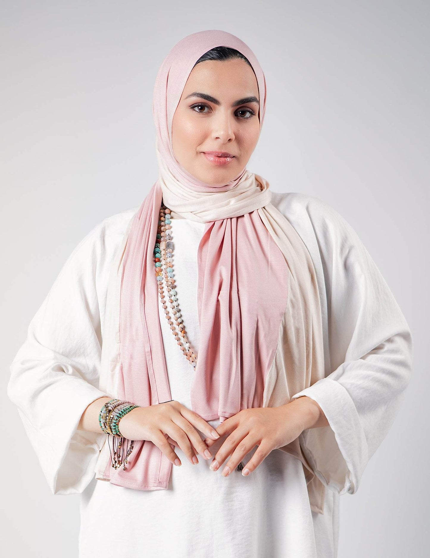 Creme / Powder Rose - By.D Scarves