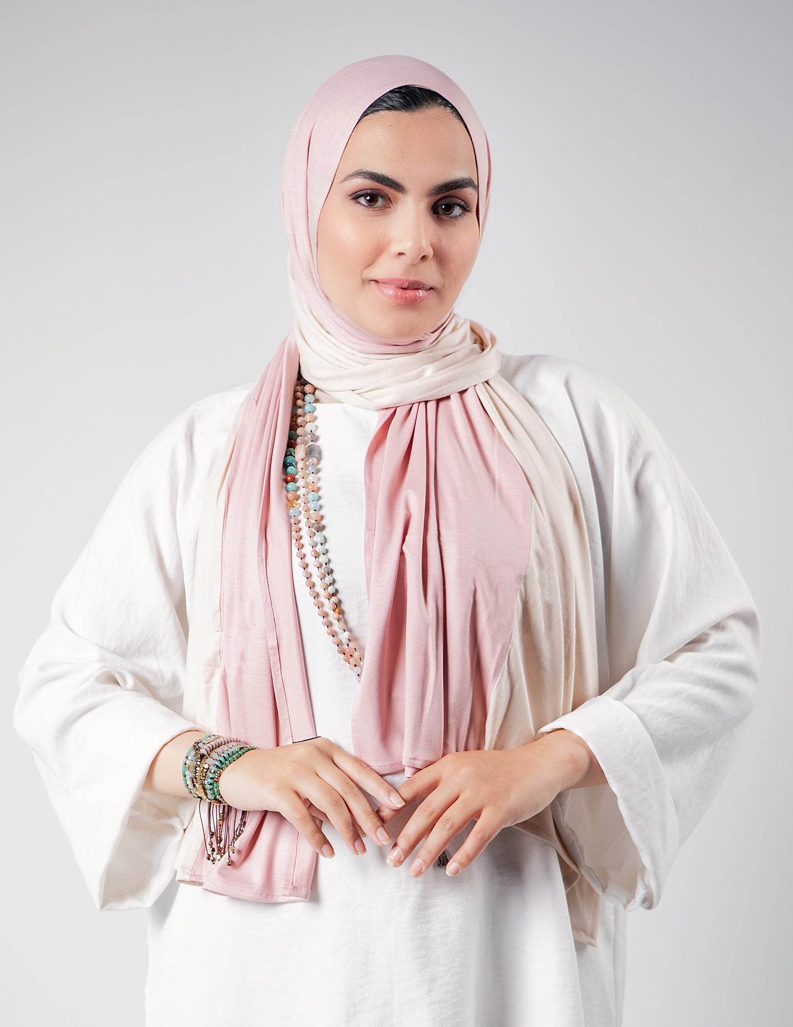 Creme / Powder Rose - By.D Scarves