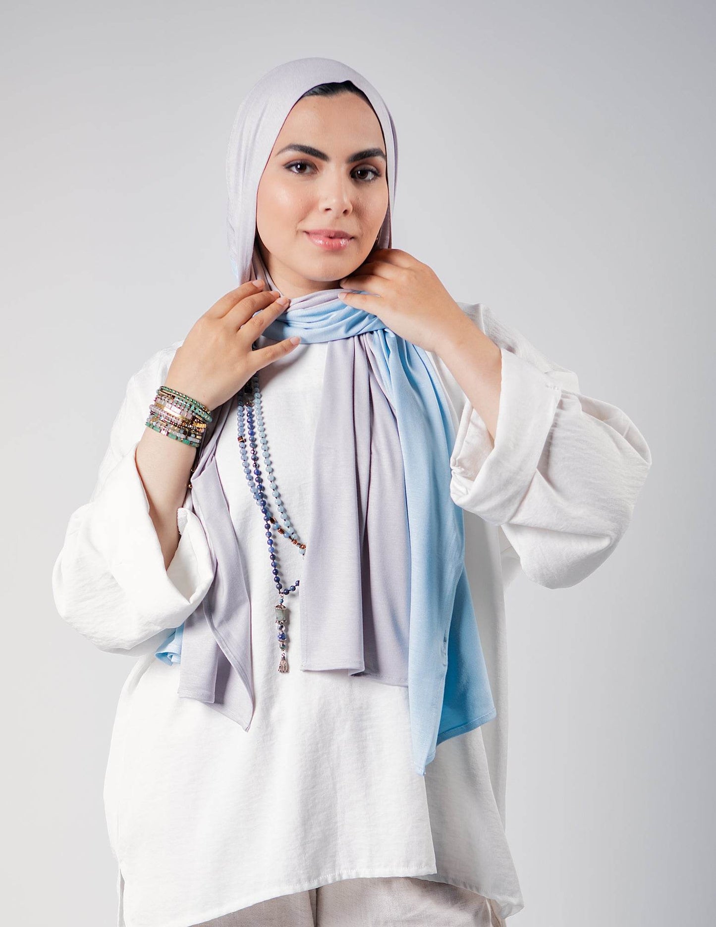 Light Grey / Baby Blue - By.D Scarves