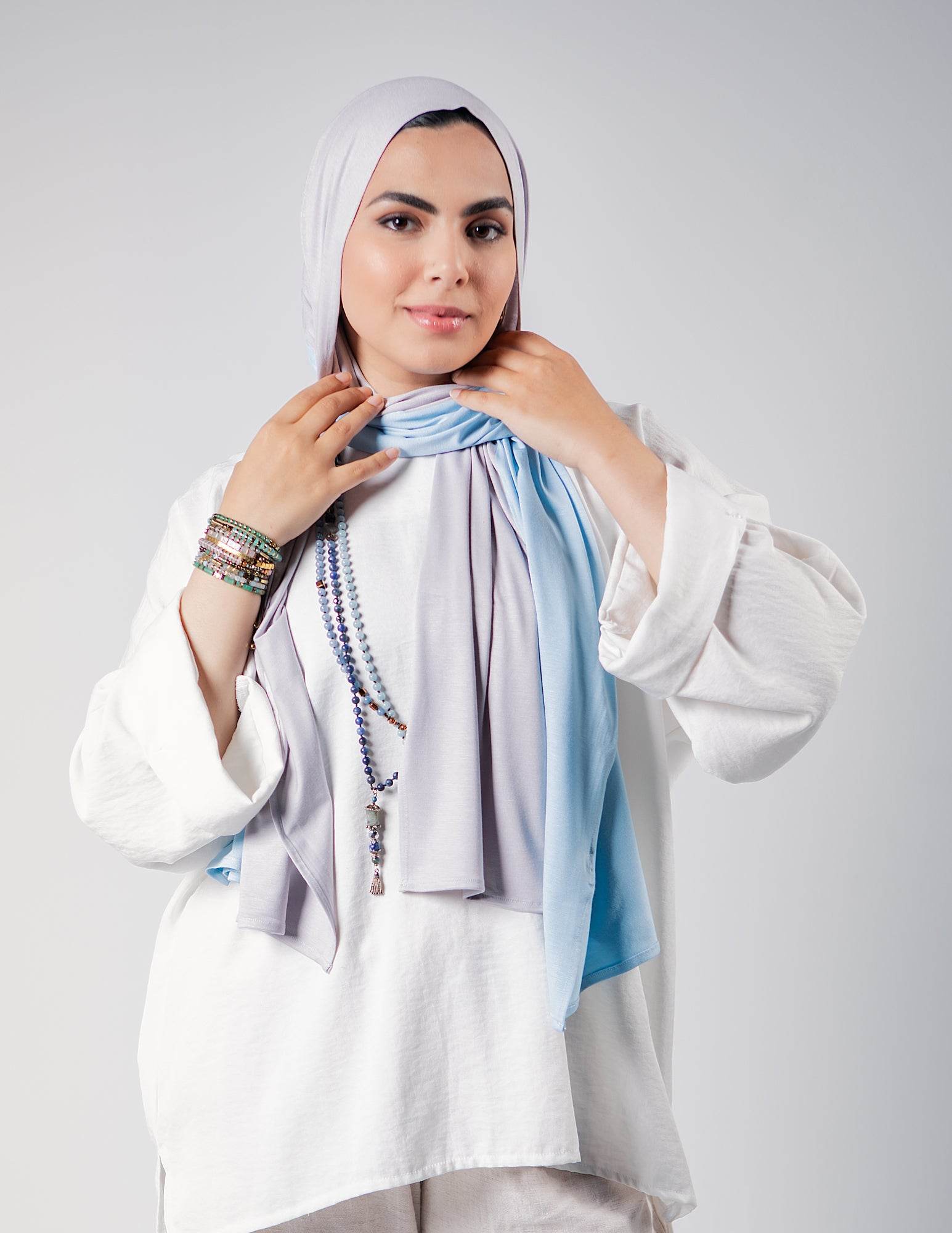 Light Grey / Baby Blue - By.D Scarves