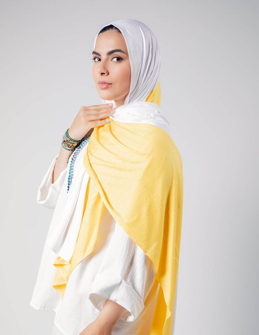Pearl White / Joyful Yellow - By.D Scarves