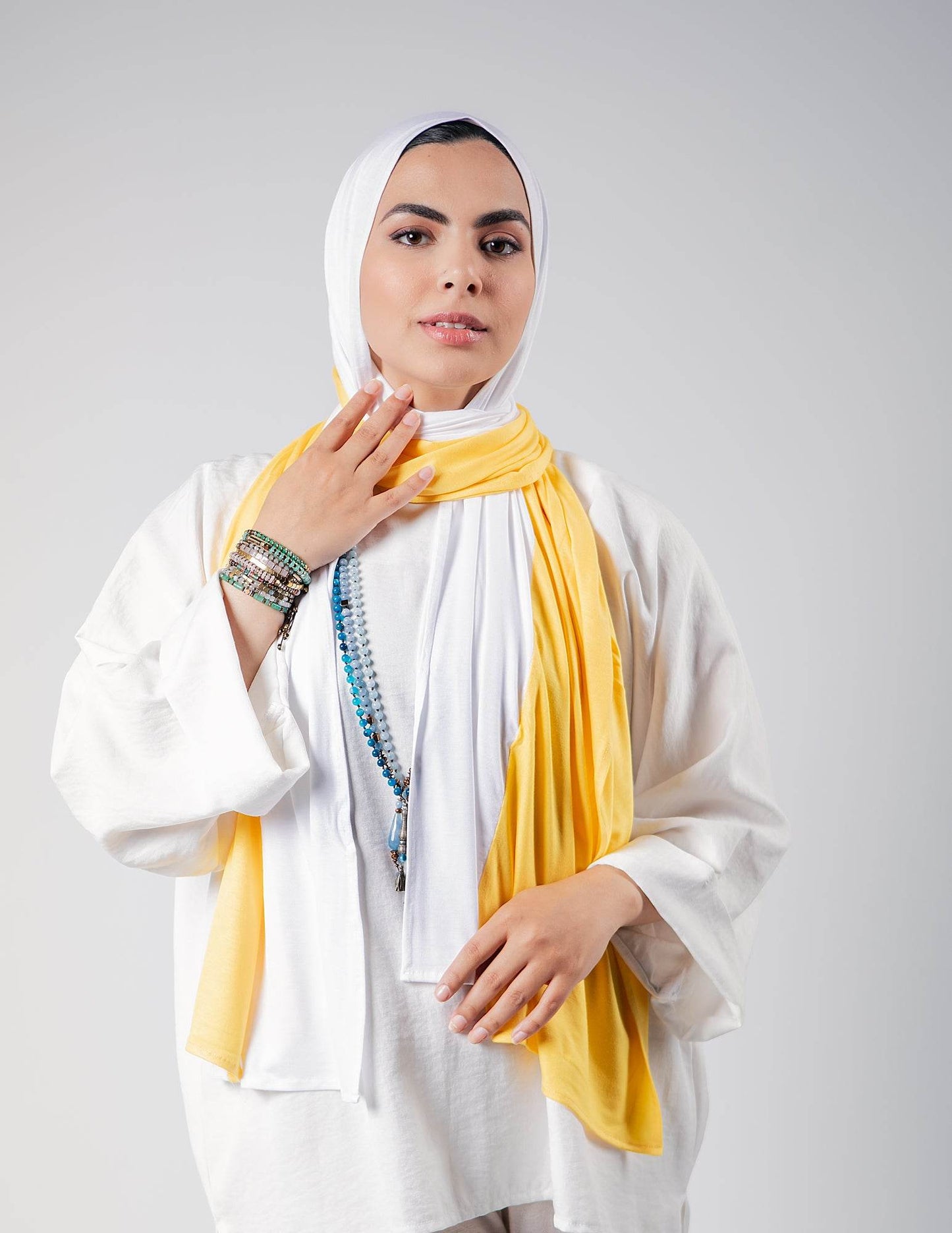 Pearl White / Joyful Yellow - By.D Scarves