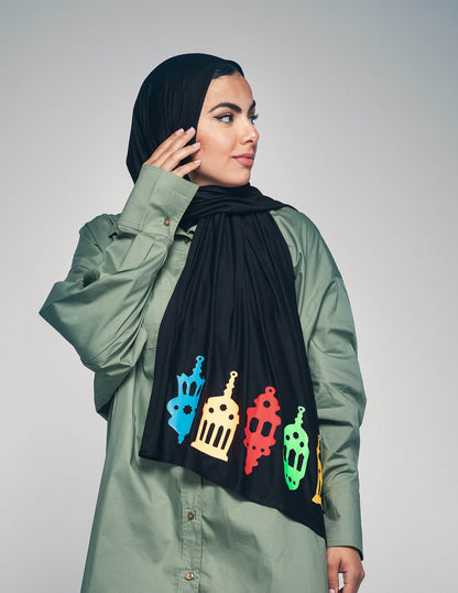 Colorful Lanterns Black - By.D Scarves