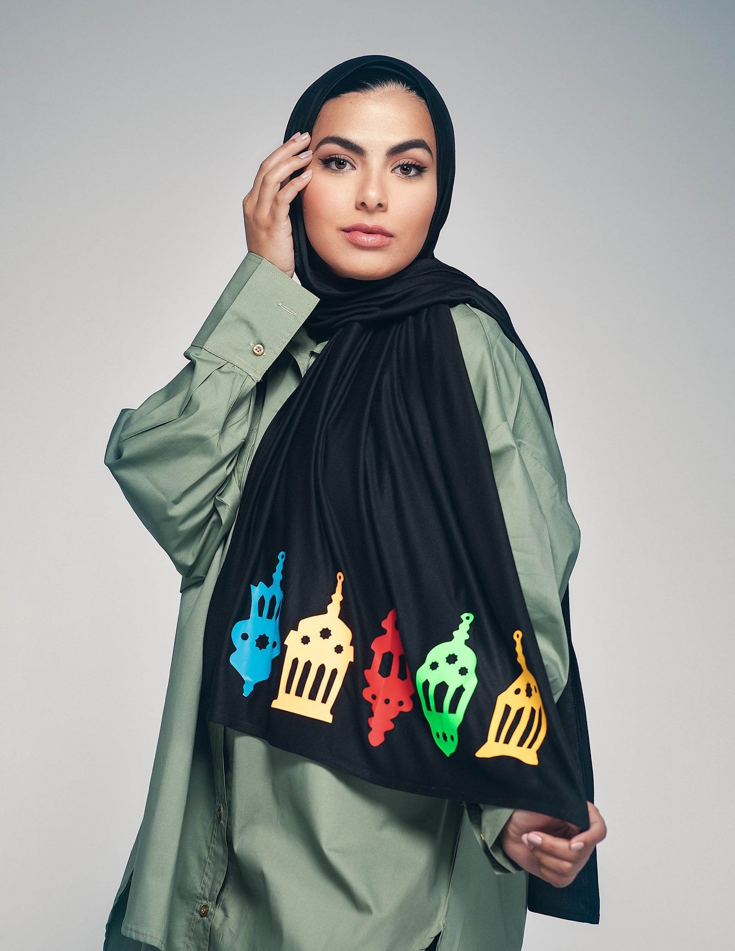 Colorful Lanterns Black - By.D Scarves