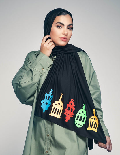 Colorful Lanterns Black - By.D Scarves