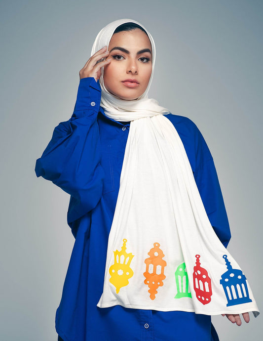 Colorful Lanterns White - By.D Scarves