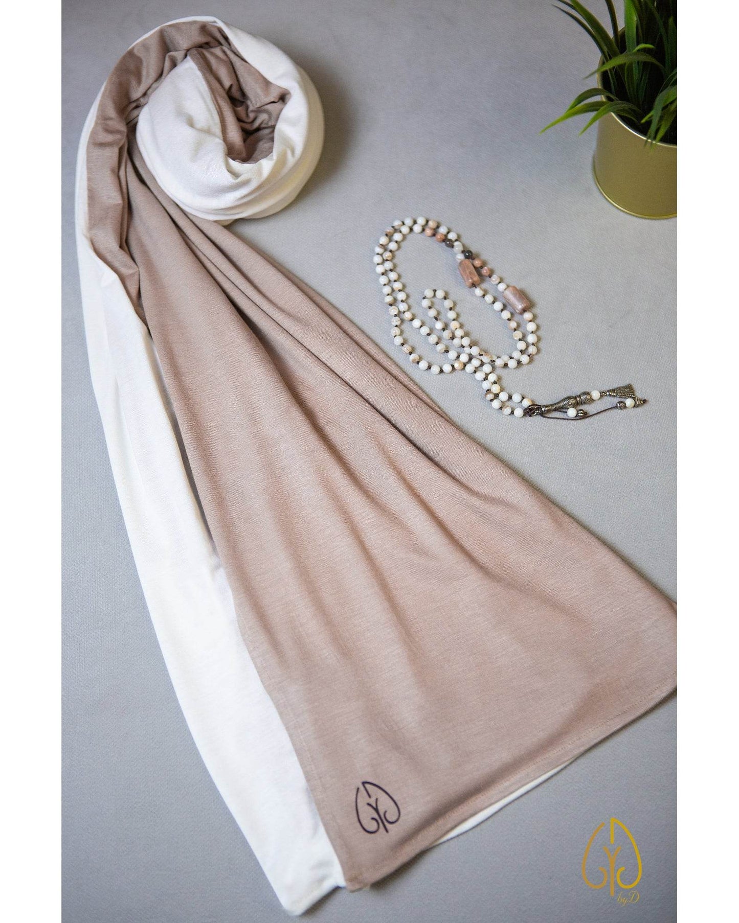 Nude Beige / Pearl White - By.D Scarves