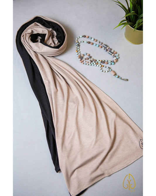 Nude Beige / Midnight Black - By.D Scarves