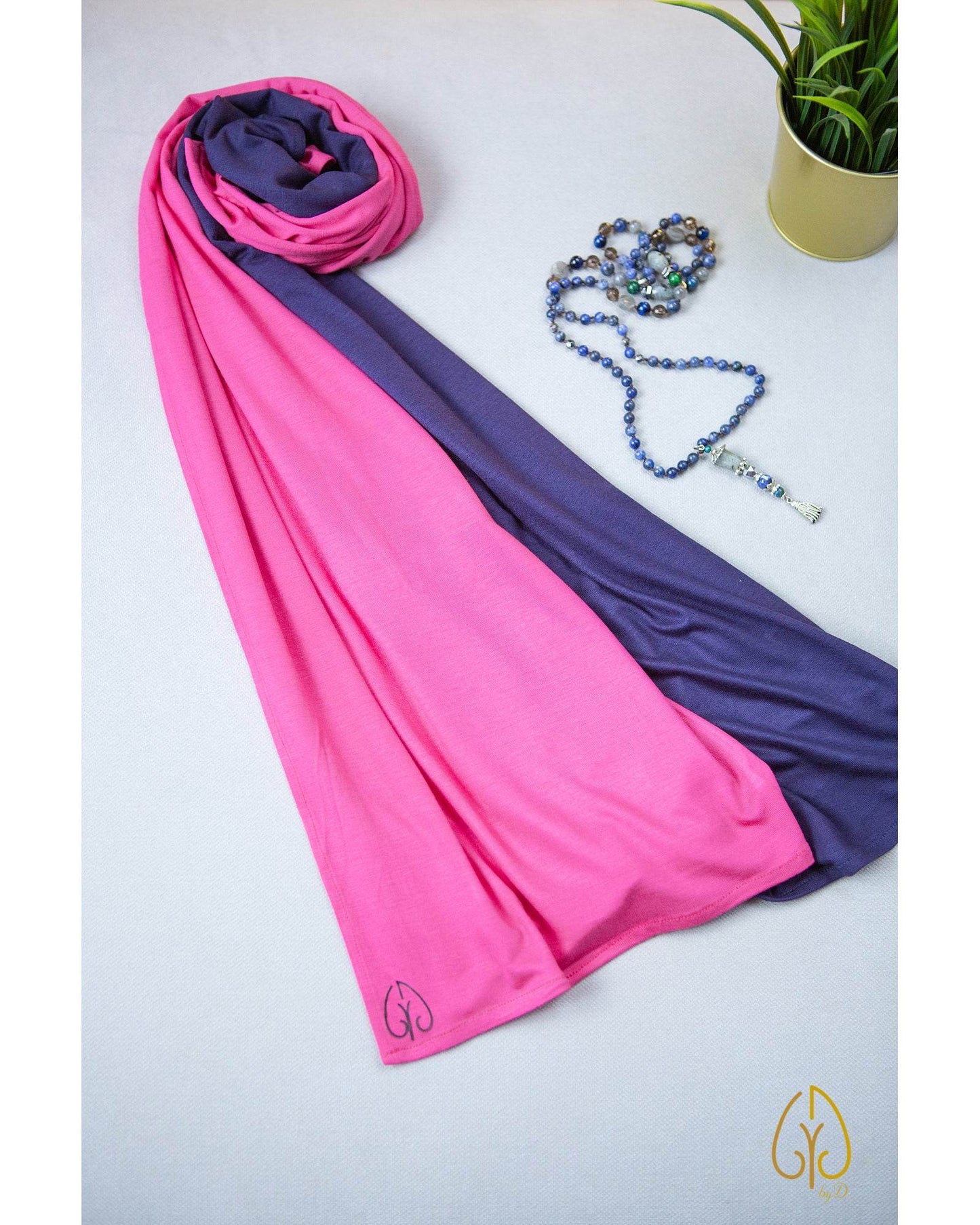 Pink / Navy Blue - By.D Scarves